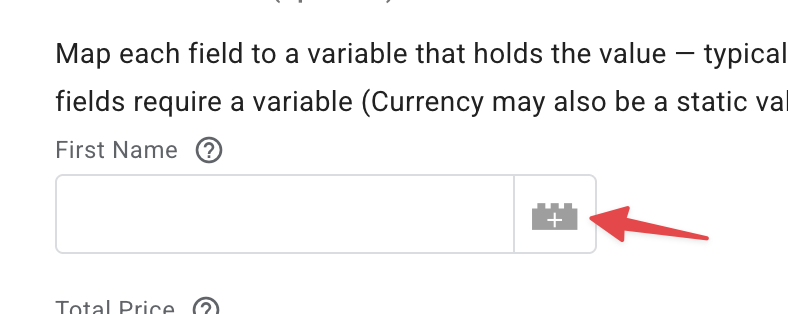 Open the variable picker on the First Name field
