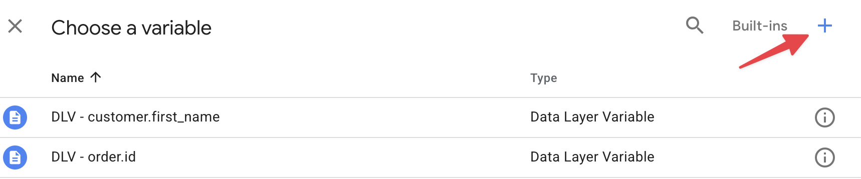 Choose a variable, then add a new one